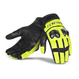 R-TECH FALCON Motorcycle Leather Summer Gloves Black Fluorescent Yellow