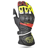 R-TECH GP RACING Leather Gloves Black Yellow