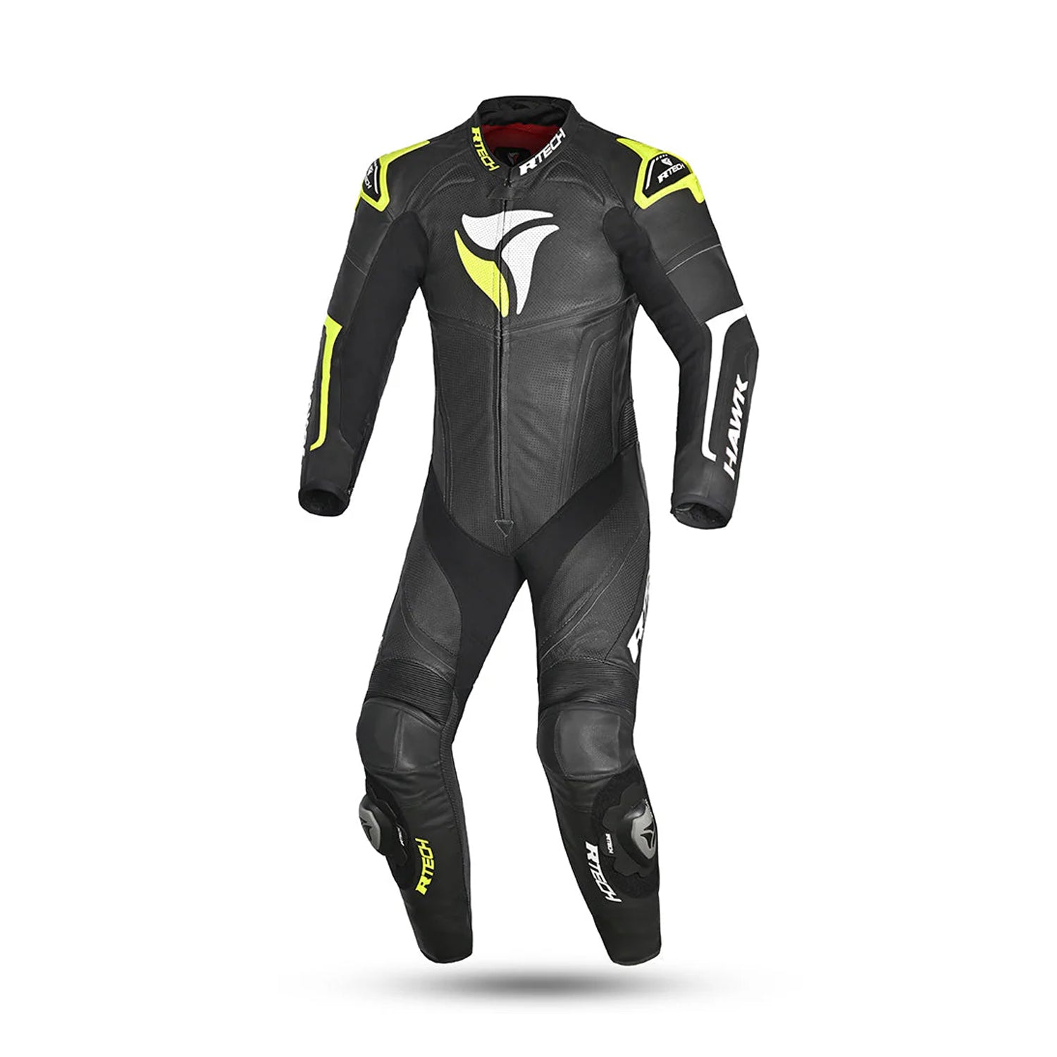 R-TECH HAWK 1 PC Motorcycle Suits Black White Fluorescent Yellow – 1 – Maximomoto PT