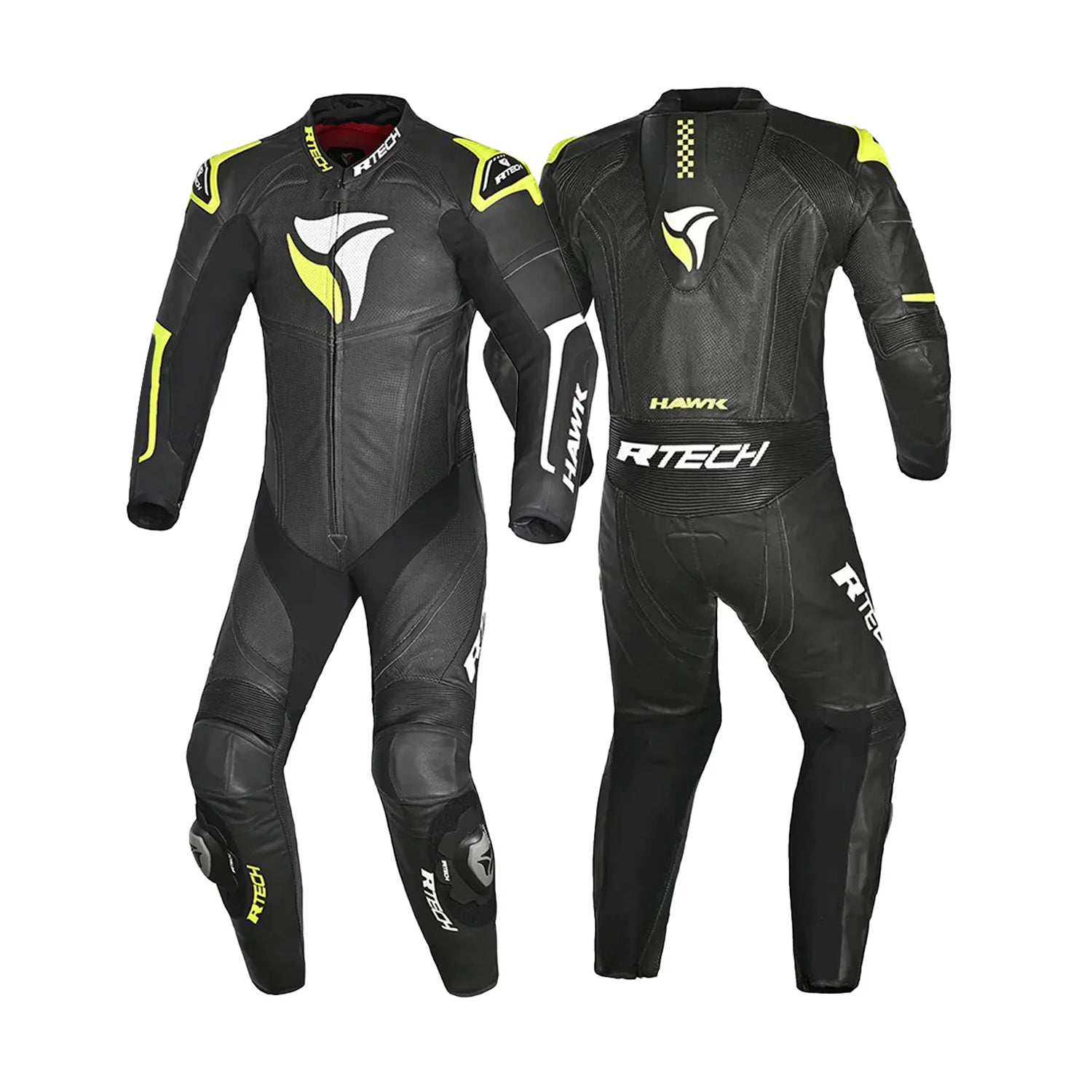 R-TECH HAWK 1 PC Motorcycle Suits Black White Fluorescent Yellow – 2 – Maximomoto PT