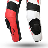 R-TECH HAWK 1 PC Moto Fatos Preto Branco Vermelho - Imagem do lado do joelho do terno