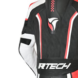 R-TECH HAWK 1 PC Moto Fatos Preto Branco Vermelho - imagem superior do lado esquerdo do terno
