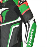 R-TECH HAWK 1 PC Moto Fatos Preto Vermelho Verde - Imagem superior frontal esquerda do traje
