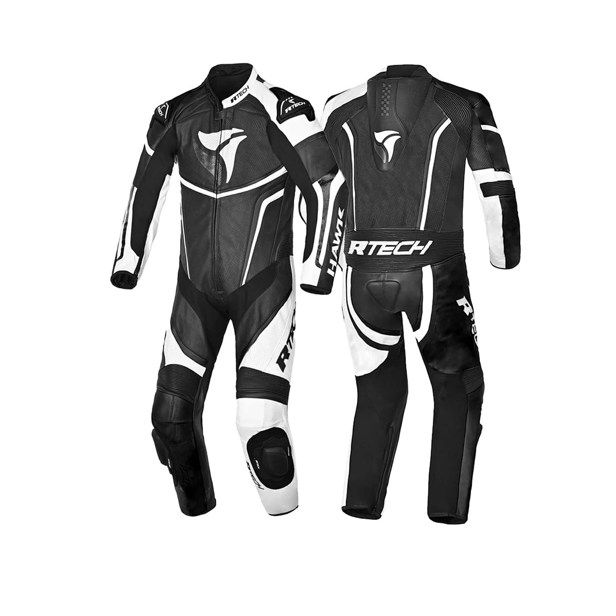 R-TECH HAWK MONO 1 PC Moto Fatos Preto Branco - Imagem dupla de ternos
