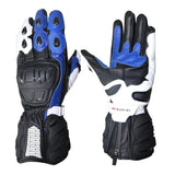 R-TECH HAWK Luvas De Moto Couro Preto Azul