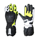 R-TECH HAWK Black Fluorescent Yellow Motorcycle Leather Gloves