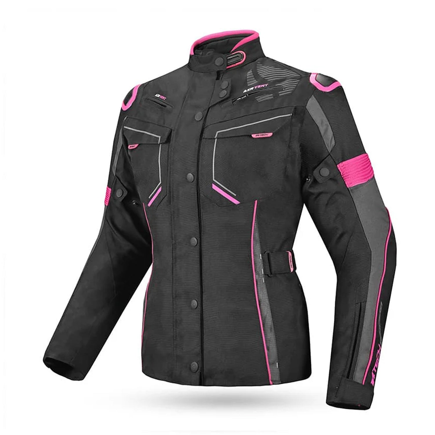 R-TECH KNIGHT RIDER Motorcycle Ladies Long Coats Fuchsia Black – 1 – Maximomoto PT