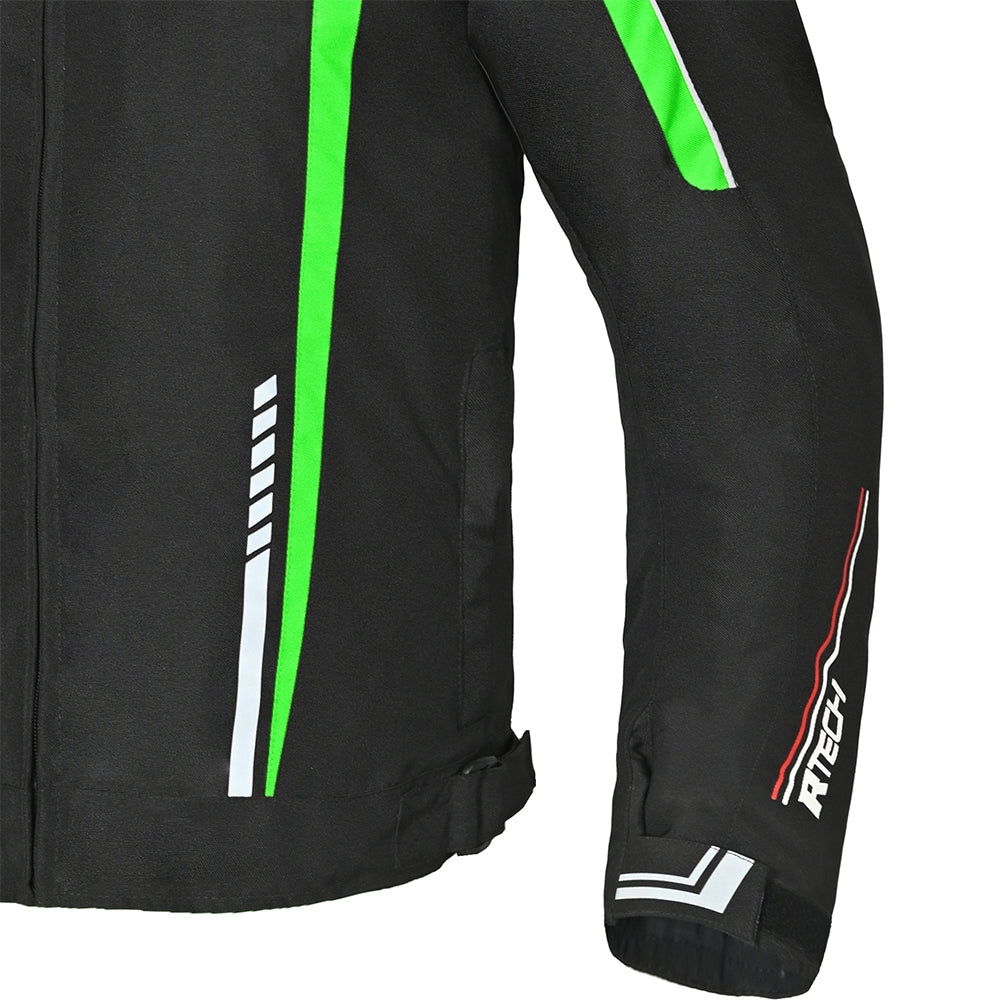 R-TECH MARSHAL Men's Motorcycle Textile Jackets Black Green – 10 – Maximomoto PT