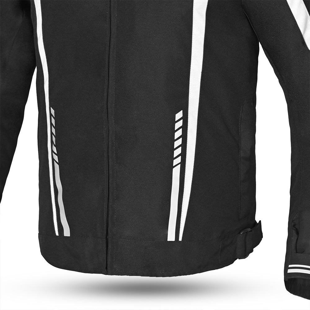 R-TECH MARSHAL Men's Motorcycle Textile Jackets, Black and White – 6 – Maximomoto PT