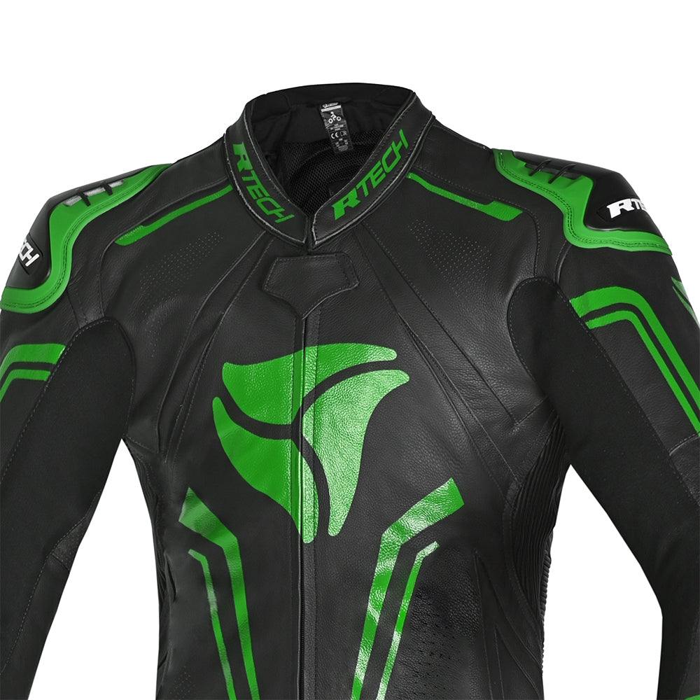 R-TECH MONO 1 PC RISING STAR MIX KANGAROO Motorcycle Suits Black Green – 4 – Maximomoto PT