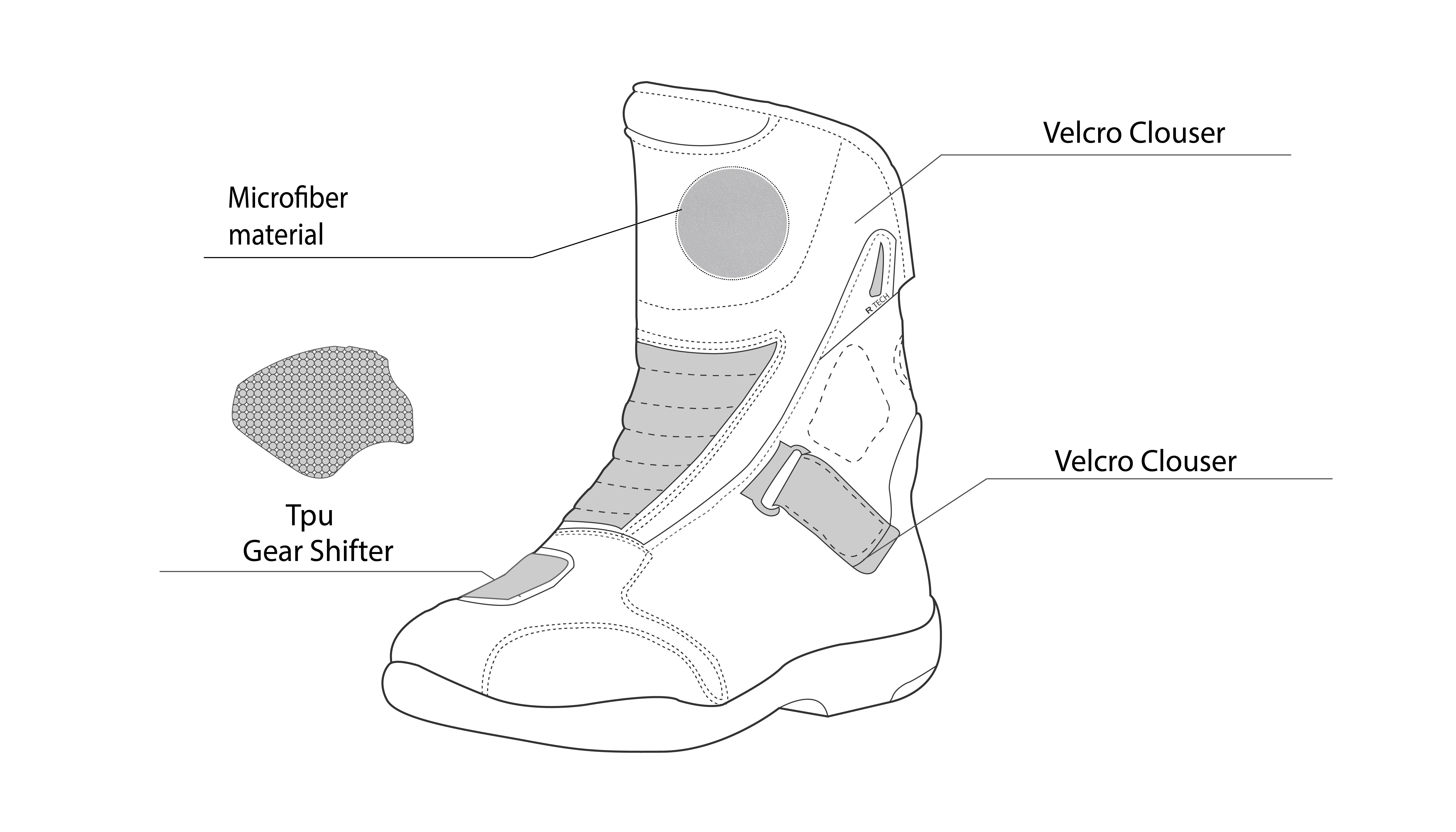 R-TECH REVO Moto Couro Touring Botas Preto - Imagem vetorial 2 de botas