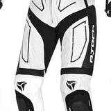R-TECH RISING STAR 1 PC Moto Fatos Branco Preto - Imagem central do traje de frente.