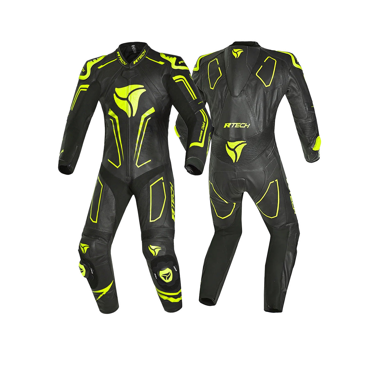 R-TECH RISING STAR 1 PC Moto Fatos Preto Fluorescente Amarelo - Imagem dupla de ternos
