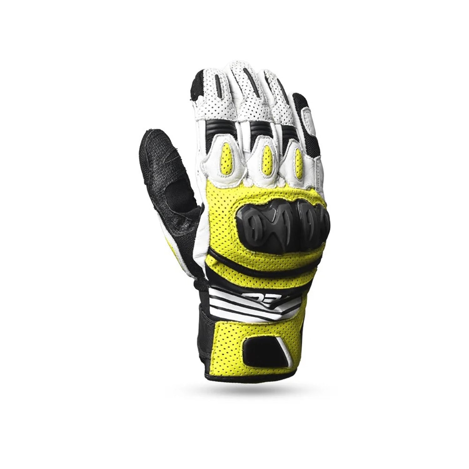 R-TECH ROCCO Black Fluorescent Yellow Motorcycle Leather Gloves – 2 – Maximomoto PT
