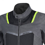 R-TECH SPIRAL MESH Moto Casacos Cinza Preto Amarelo Fluorescente- Imagem frontal superior da Casacos