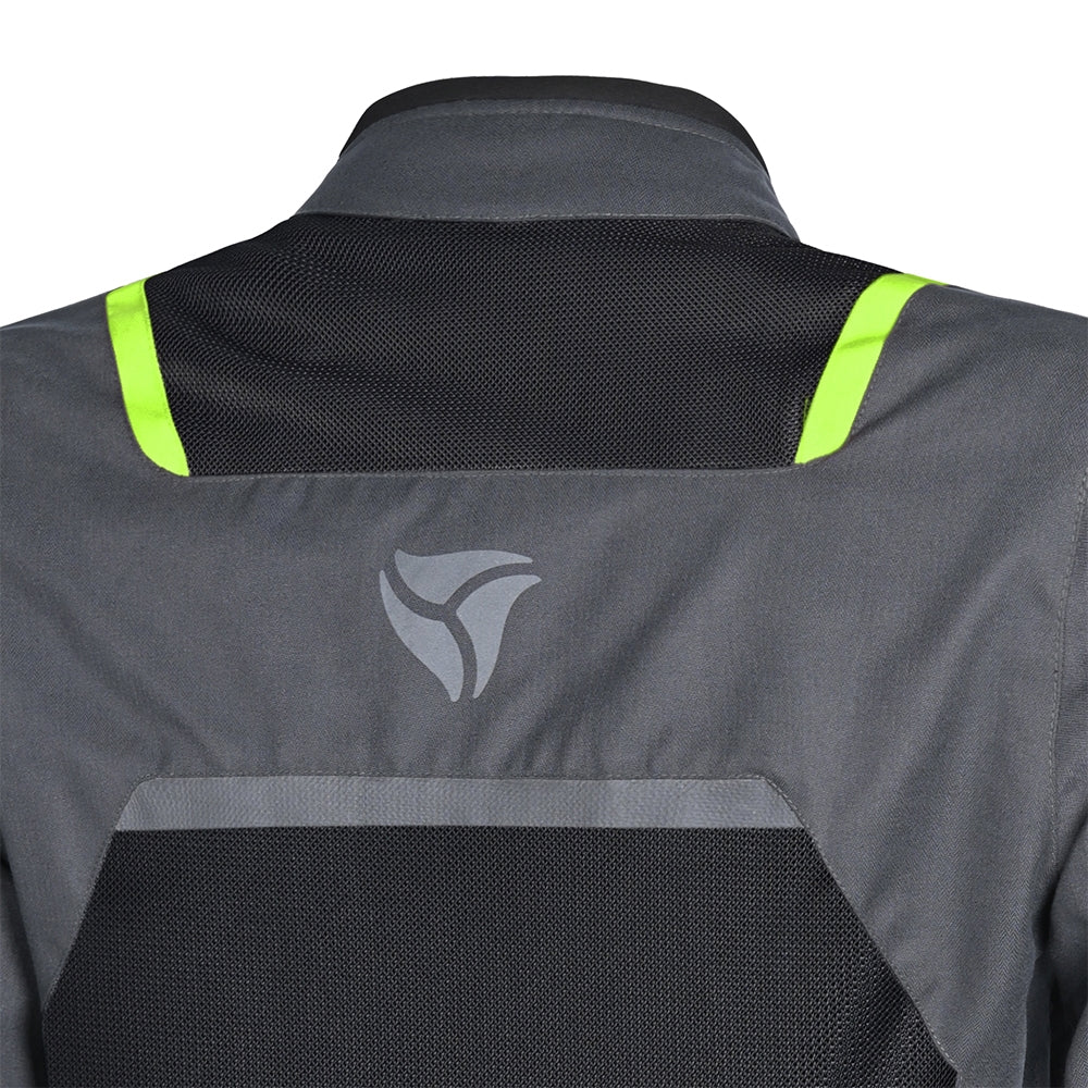 R-TECH SPIRAL MESH Moto Casacos Cinza escuro Preto Verde - Imagem parte superior costas Casacos