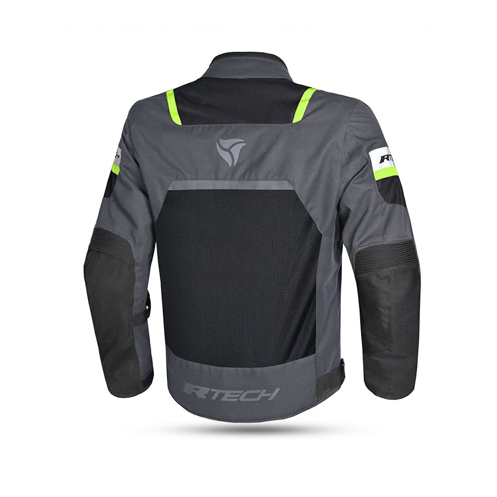 R-TECH SPIRAL MESH Moto Casacos Cinza escuro Preto Verde - Imagem traseira da ja Casacos