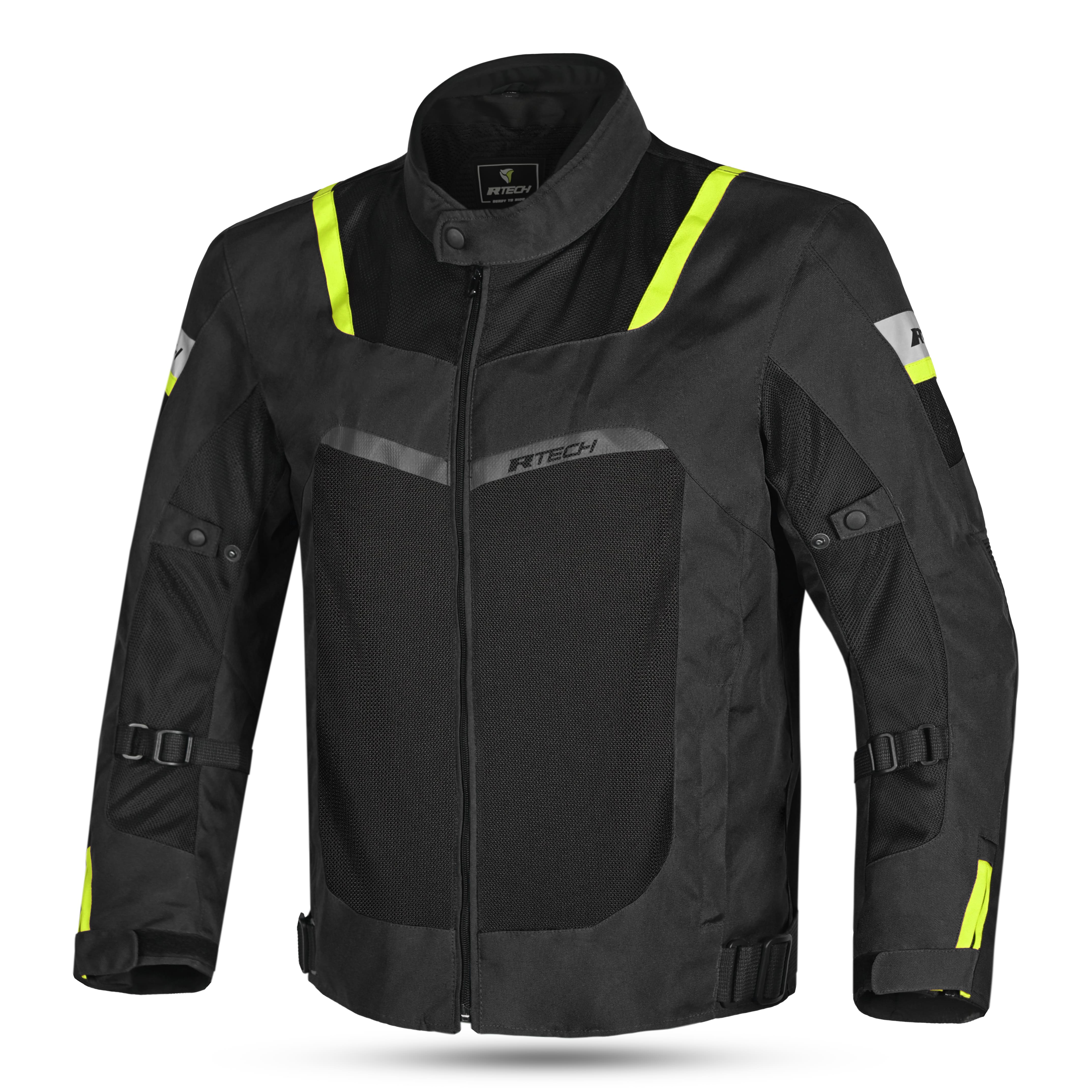 R-TECH SPIRAL MESH Motorcycle Jackets Summer Black Yellow Fluorescent – 1 – Maximomoto PT