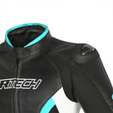 R-TECH TOM RIDER Moto Senhora Casacos Preto Branco Turquesa - Imagem frontal esquerda da Casacos