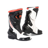 R-TECH TORNADO 2.0 WP Moto Couro Botas Preto Branco Vermelho - Imagem dupla de botas
