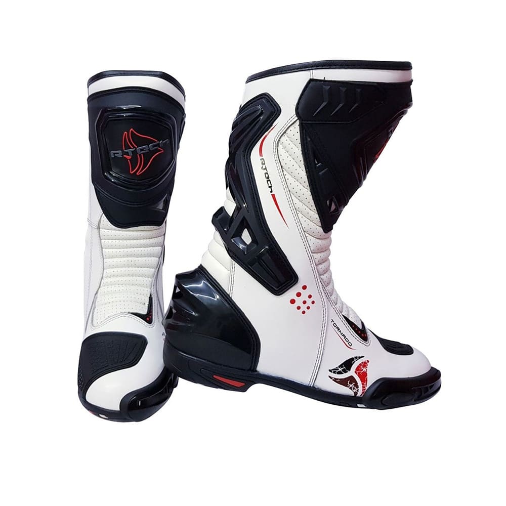 R-TECH TORNADO WP White Leather Motorcycle Boots – 2 – Maximomoto PT