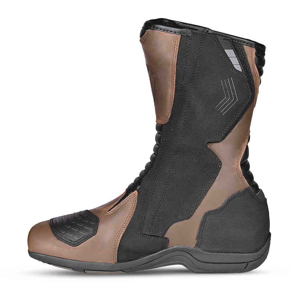 R-TECH TROJAN LUNAR Moto Couro Botas Marróm - Imagem do lado esquerdo de Boots