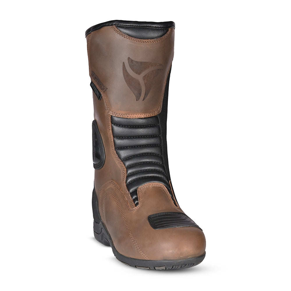R-TECH TROJAN LUNAR Moto Couro Botas Marróm - Imagem frontal da Boots