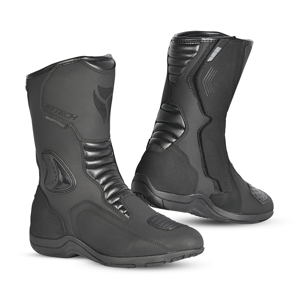 R-TECH TROJAN LUNAR Moto Couro Botas Preto - Imagem dupla de botas