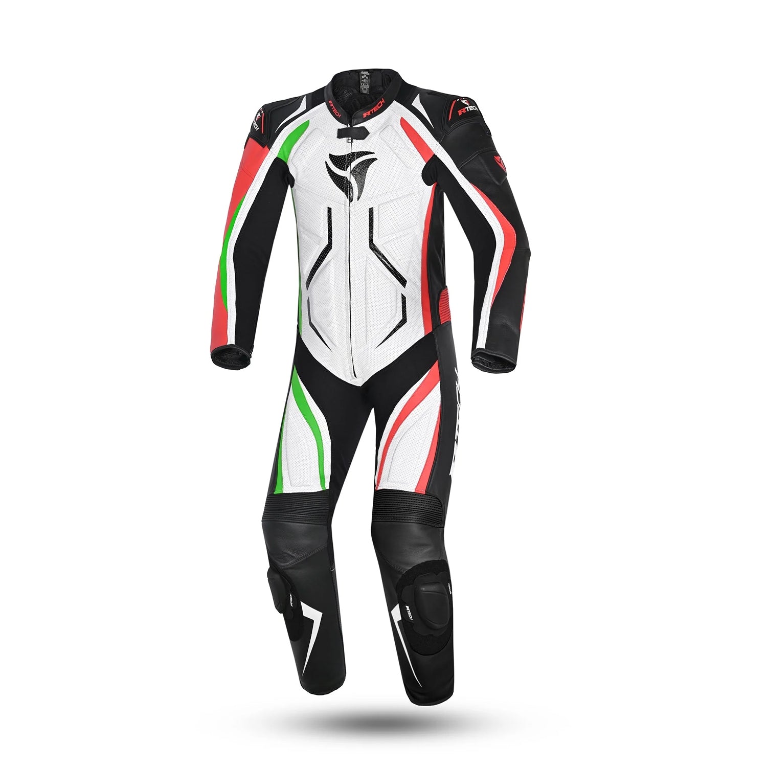 R-Tech Mono 1 Pc Defender GP Motorcycle Suits White Black Red Green – 1 – Maximomoto PT