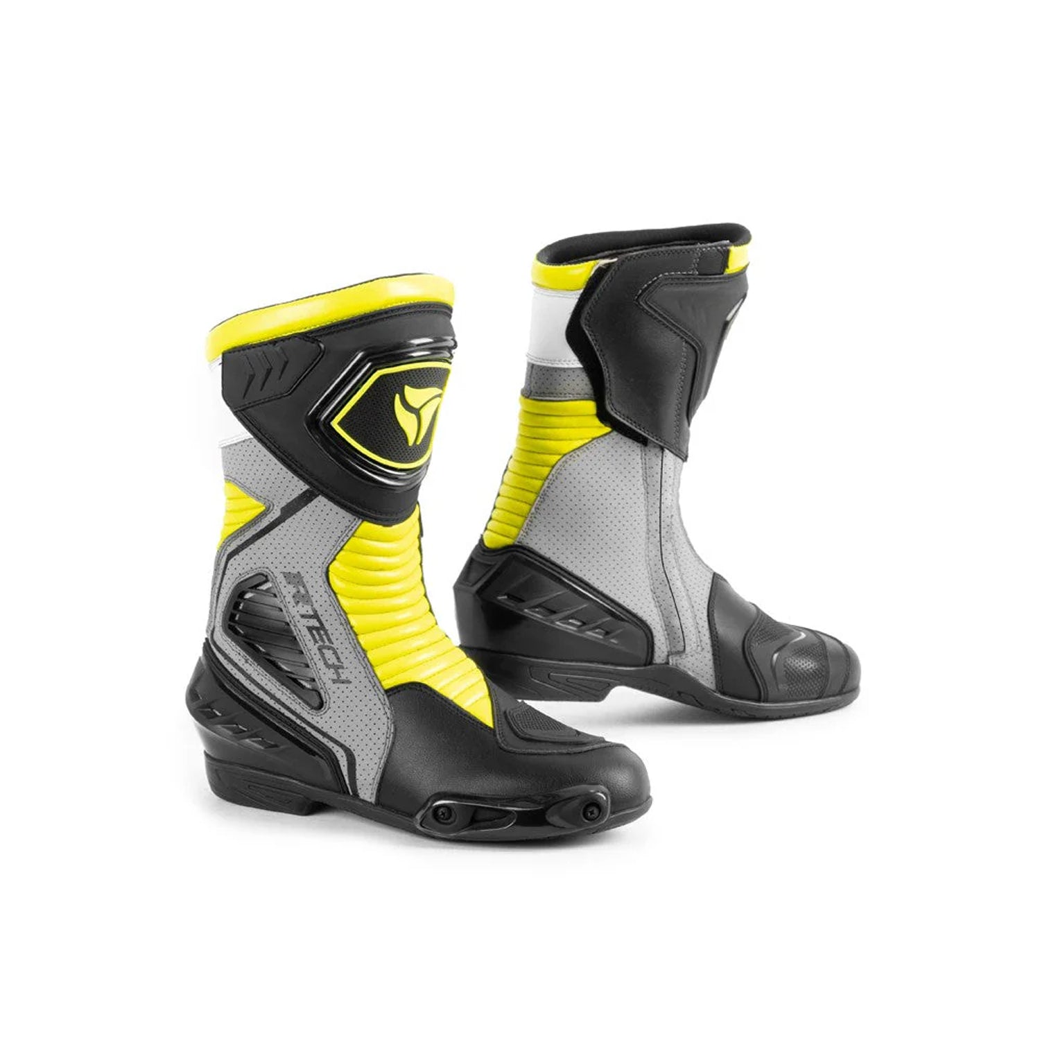 R-Tech Performer Moto Couro Homem Botas Preto Fluorescente Amarelo – 1 – Maximomoto PT