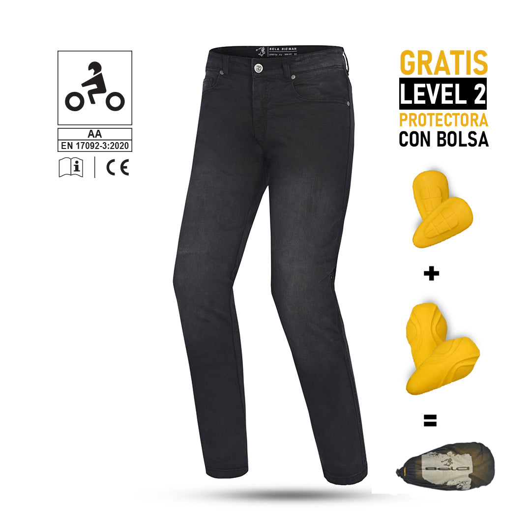 BELA RIO Slim Fit Jeans Moto Homem Calcas Preto 32L Inseam