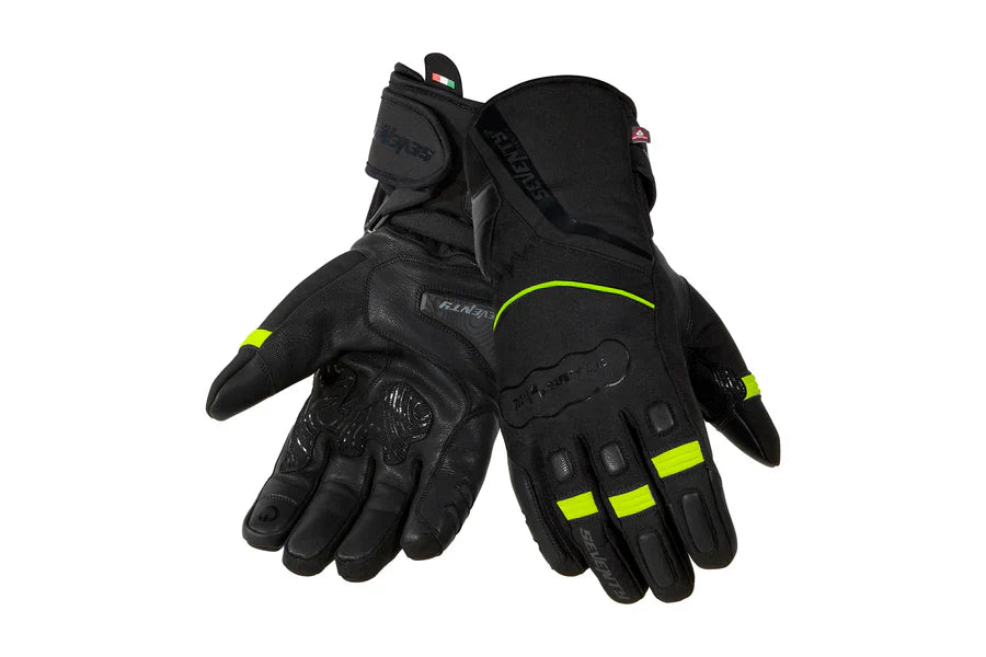 SEVENTY SD-T7 GOBI Men's Winter Motorcycle Gloves Black/Amarillo Fluor – 1 – Maximomoto PT