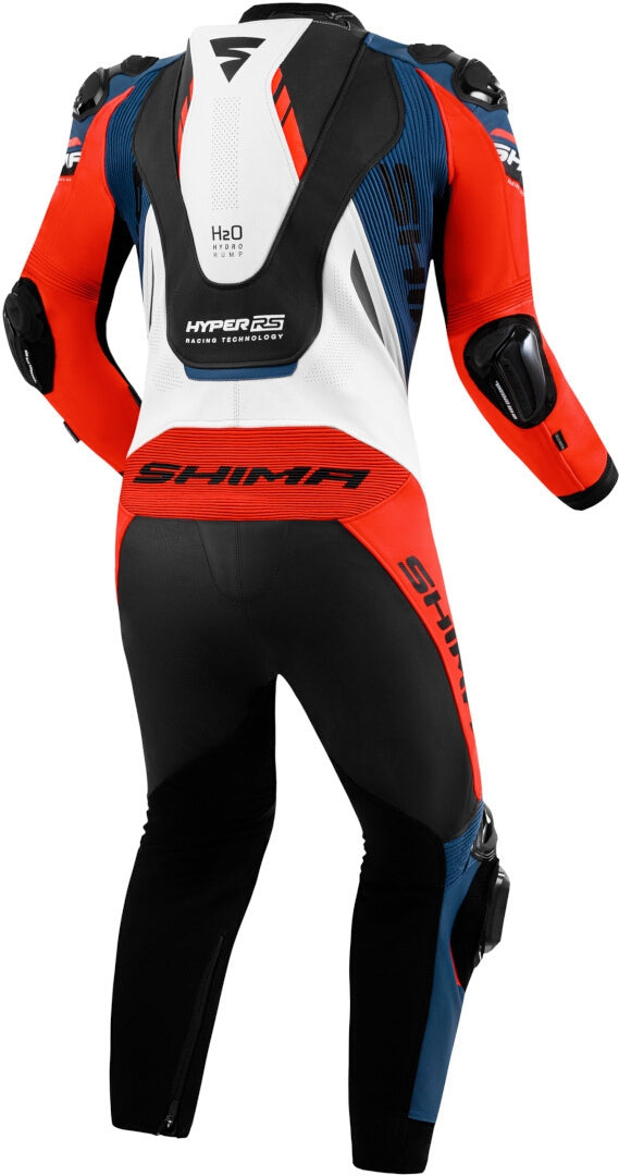 SHIMA MONO HYPER RS Moto Fatos Preto Branco Vermelho Azul - Imagem traseira do terno