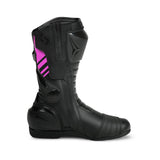SHUA SUPER TECH BOTAS DE MOTO COURO SENHORA PRETO ROSA