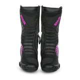 SHUA SUPER TECH BOTAS DE MOTO COURO SENHORA PRETO ROSA