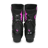 SHUA SUPER TECH BOTAS DE MOTO COURO SENHORA PRETO ROSA