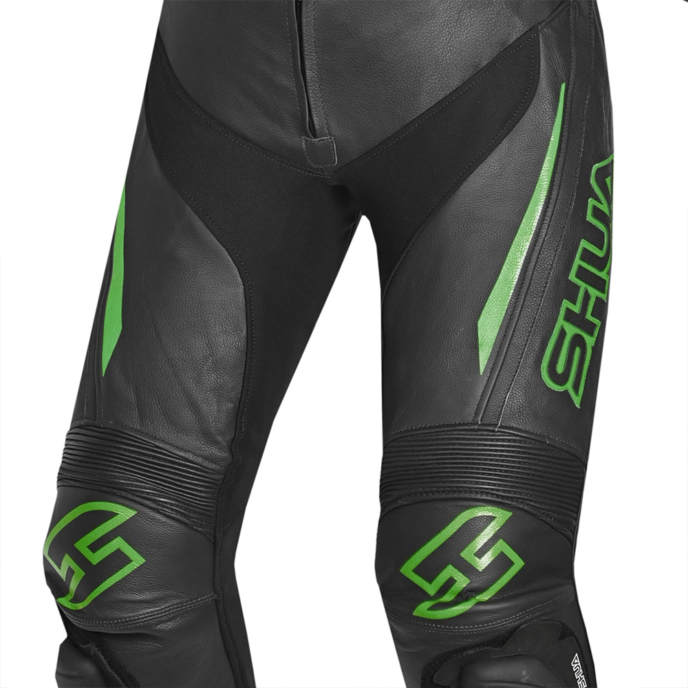 SHUA 2PC INFINITY Moto Homem Fatos Preto Verde - Imagem central do traje de frente.