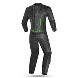 SHUA 2PC INFINITY Moto Homem Fatos Preto Verde - Imagem traseira do terno