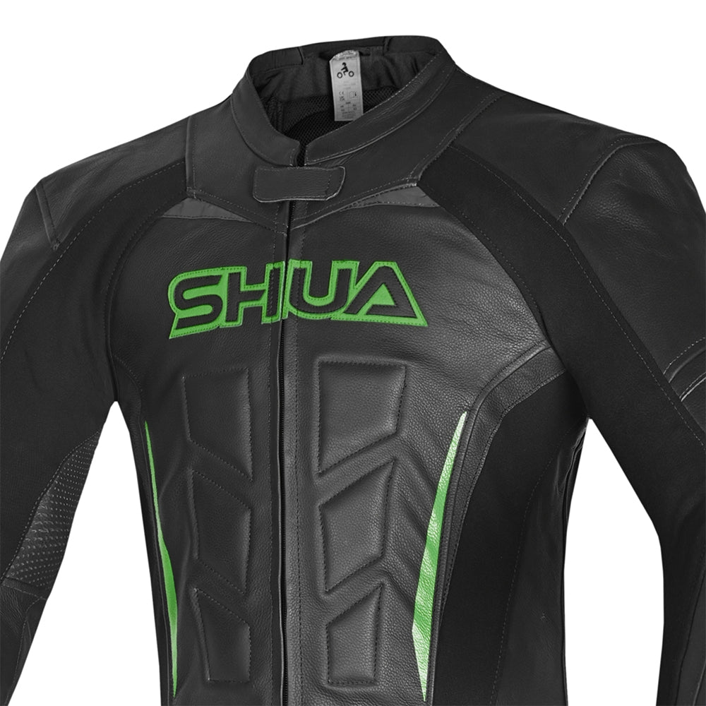 SHUA 2PC INFINITY Moto Homem Fatos Preto Verde - imagem parte superior peito do terno