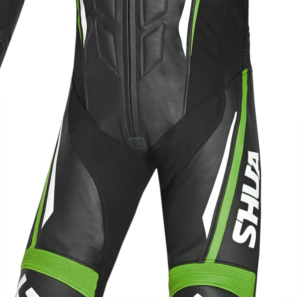 SHUA INFINITY 1 PC Moto Homem Fatos Preto Verde - Imagem central do traje de frente.
