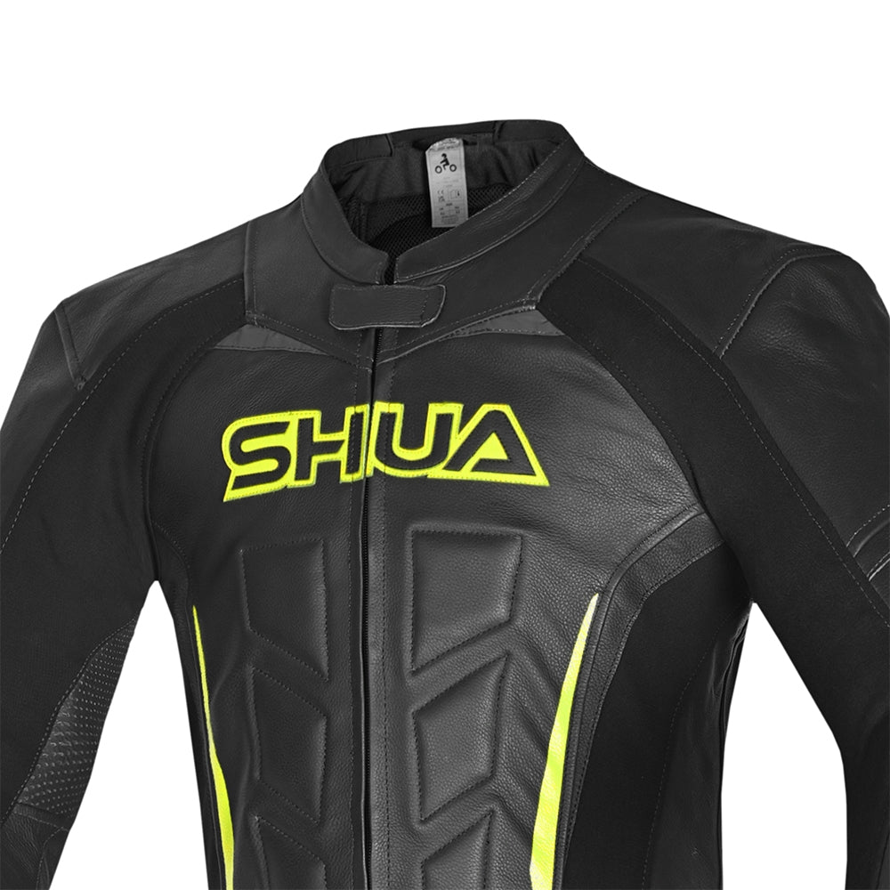 SHUA INFINITY 2 PC Moto Homem Fatos Preto Amarelo - imagem parte superior peito do terno