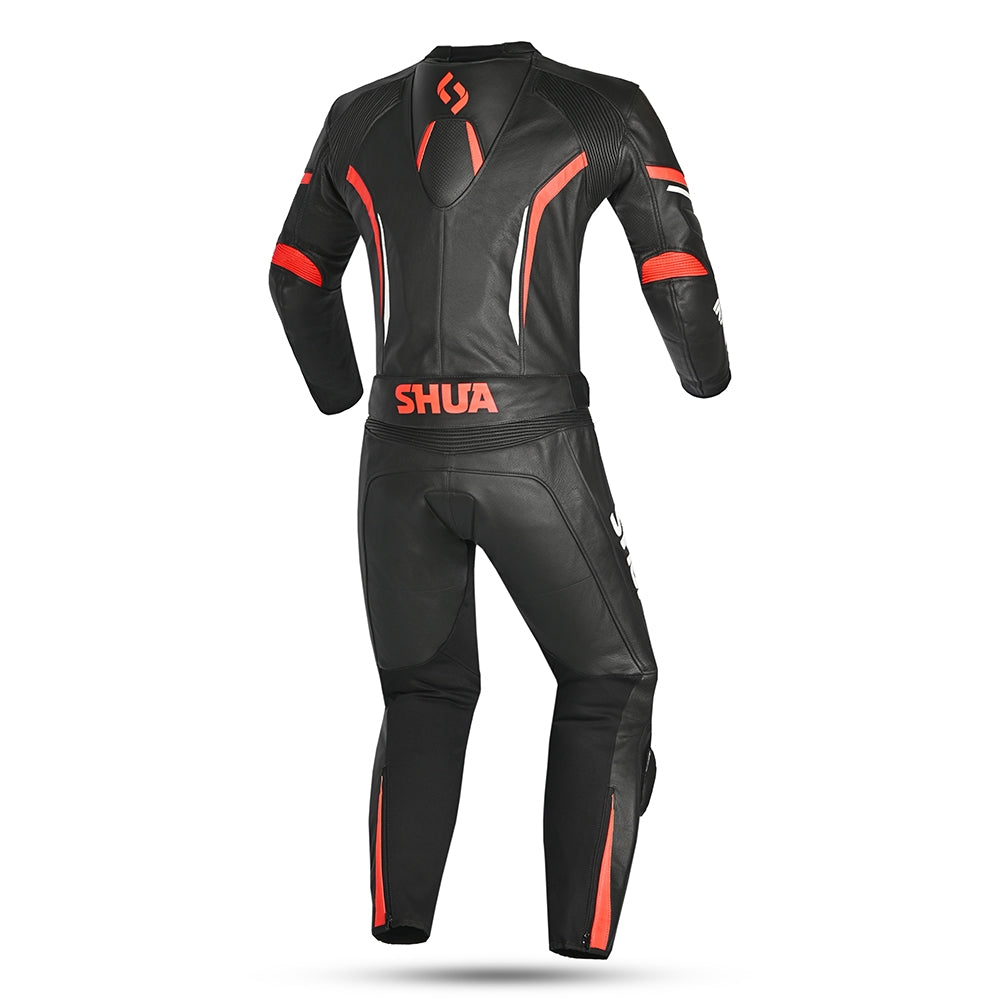 SHUA INFINITY 2 PC Moto Homem Fatos Preto Vermelho - Imagem traseira do terno