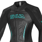 SHUA INFINITY 2 PC Moto Senhora Fatos Turquesa Preto - imagem parte superior peito do terno