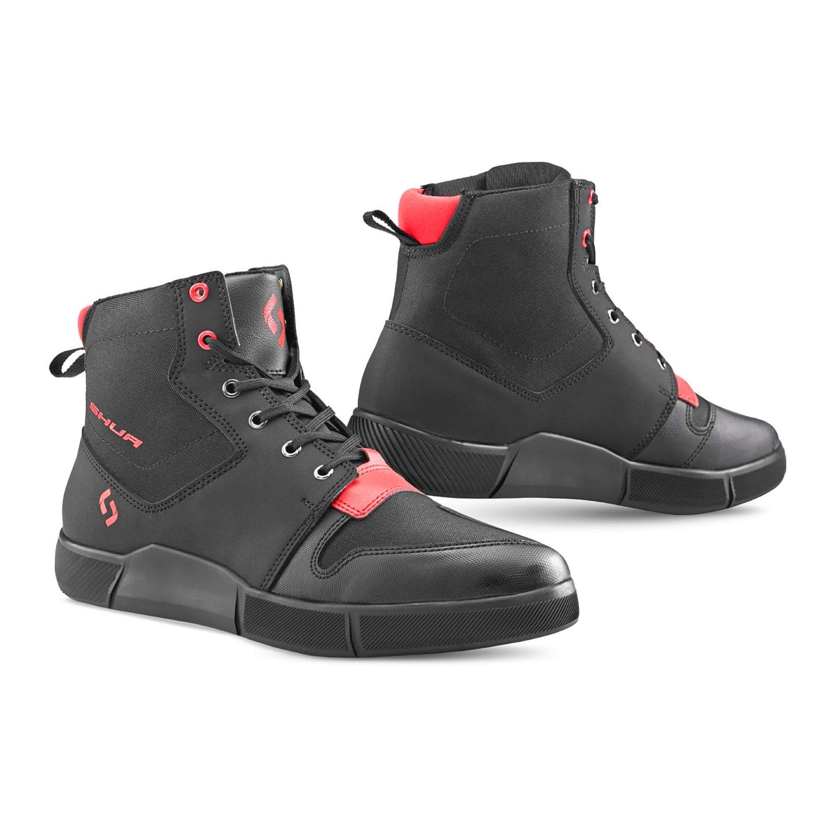 SHUA ODDIN Moto Urbano Botas Preto Vermelho - Imagem dupla de botas