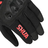 SHUA SHOT Moto Textil Curto Luvas Preto Vermelho