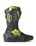 SHUA SUPER TECH Moto Couro Botas Pretas Amarelas Fluorescentes - Imagem do lado direito de Boots