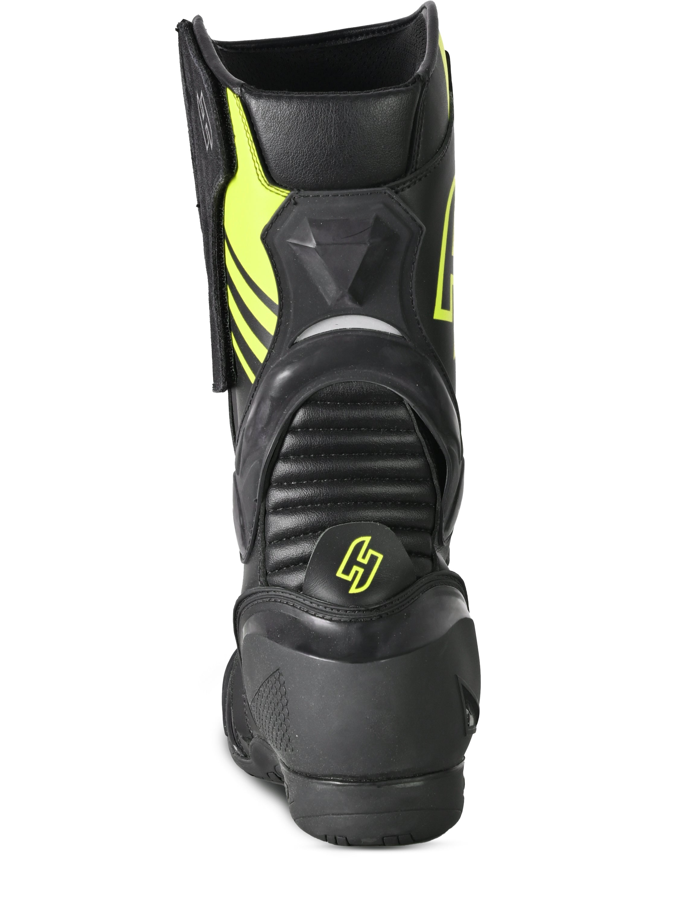 SHUA SUPER TECH Moto Couro Botas Pretas Amarelas Fluorescentes - Imagem do verso de Boots