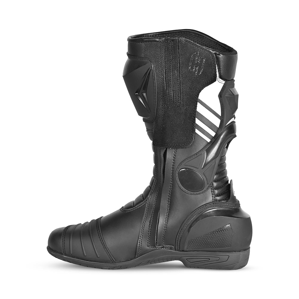 SHUA SUPER TECH Moto Couro Botas Preto Branco - Imagem do lado direito de Boots