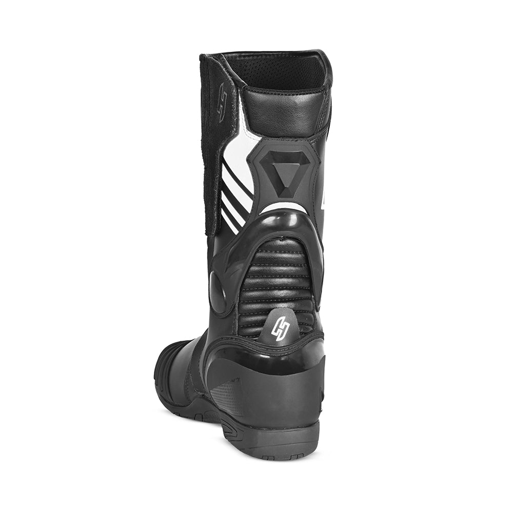 SHUA SUPER TECH Moto Couro Botas Preto Branco - Imagem do verso de Boots