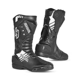 SHUA SUPER TECH Motorcycle Boots, Black and White Leather